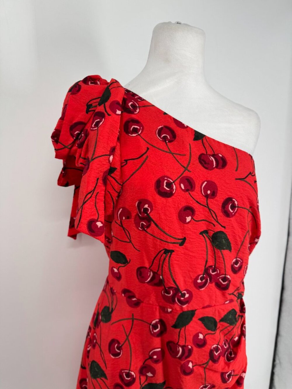 Maeve Red Cherry-Print One-Shoulder Mini Dress - Picture 5 of 14